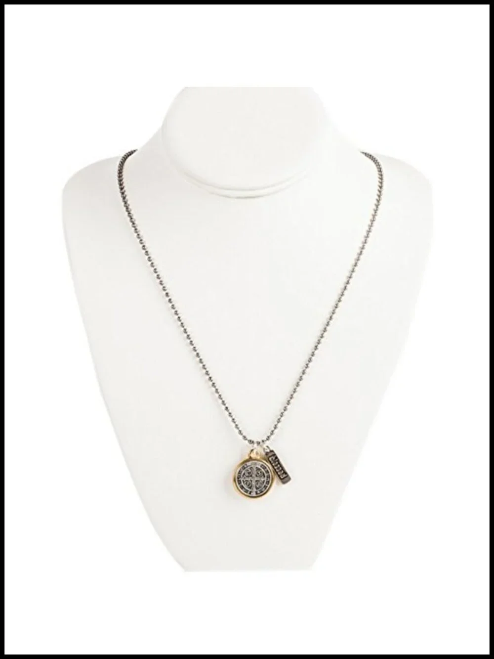 Religious Pendant Necklace with Blessed Tag, Stainless Steel Ball Chain